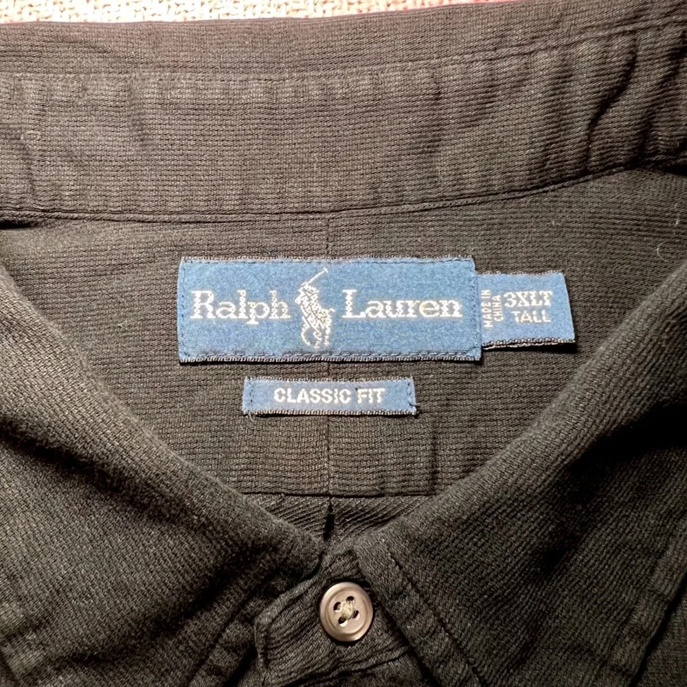 NOT FOR SALE Ralph‎ Lauren Mens 3XLT Black Short Sleeve Rib Knit Button Down